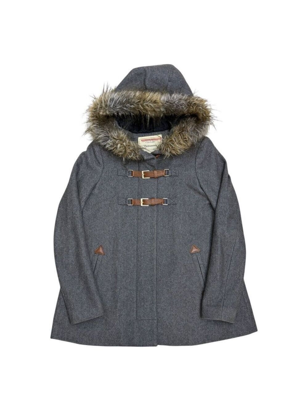 ANTHROPOLOGIE CARTONNIER Wool Faux Fur Winter Casual Jacket Coat Womens 2